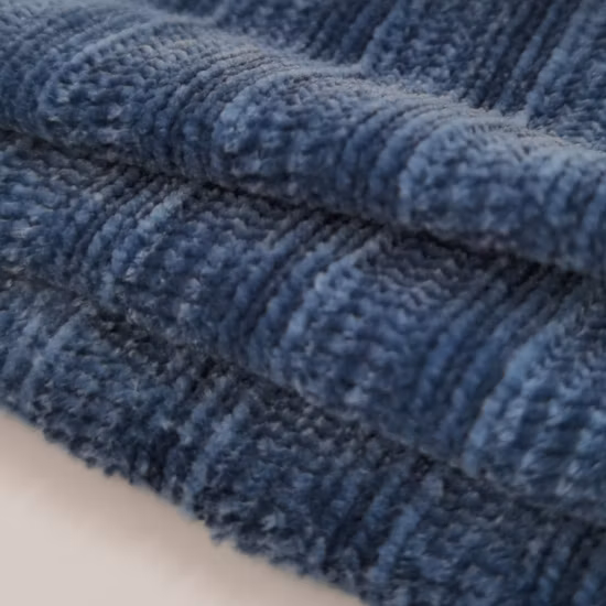 100polyester Chenille 3*3 Rib Coarse Needle Jacquard Fleece Fabric Poly Spandex Chenille Slub Stripe Jersey Knitted Fabric Stretch Interlock Knit Wedding Fabric