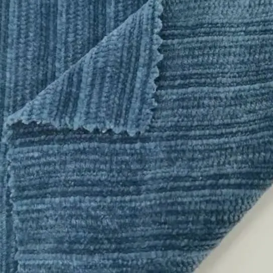 100polyester Chenille 3*3 Rib Coarse Needle Jacquard Fleece Fabric Poly Spandex Chenille Slub Stripe Jersey Knitted Fabric Stretch Interlock Knit Wedding Fabric