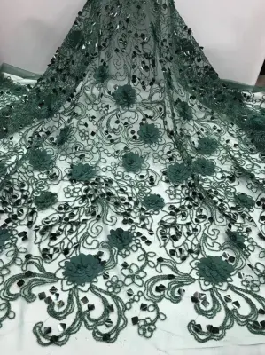 Цветок Нигерии кружева 3D вышивка свадебный тюль кружевная ткань для свадебного платья